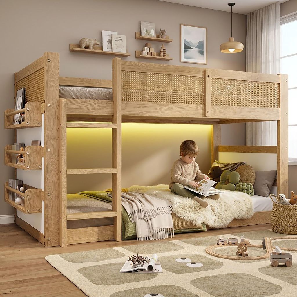 Lit superposé 90x200 cm, lit pour enfant en bois massif de Image du produit 