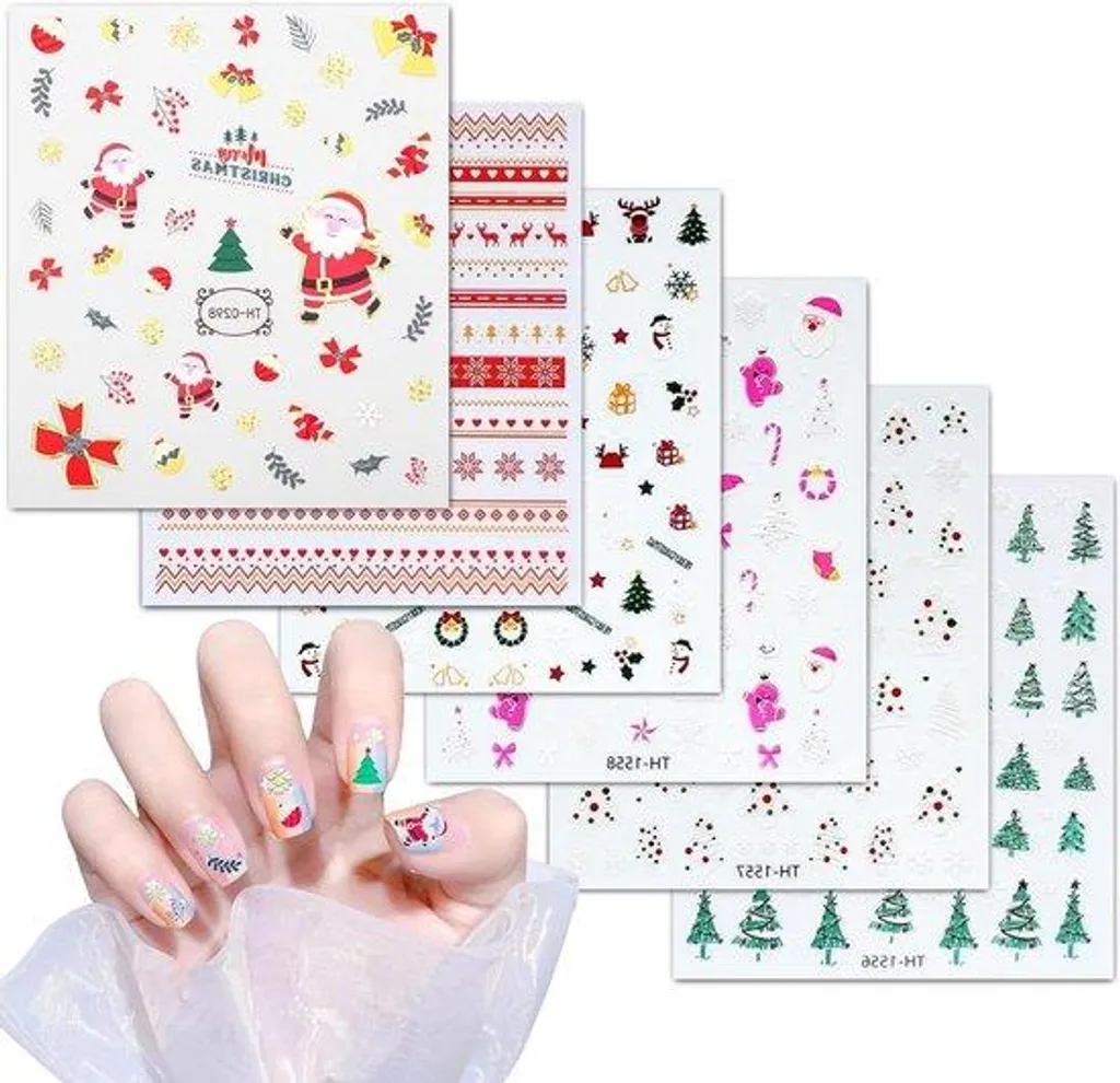 Décoration ongles Noël : stickers flocons pour manucure de fête rapide