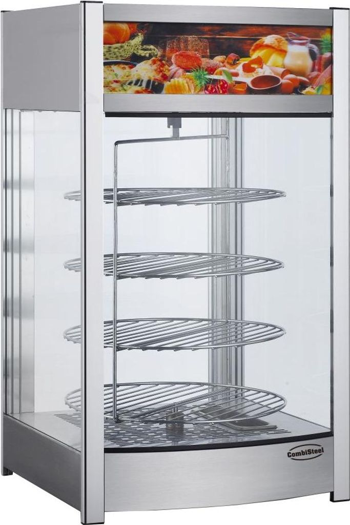 Combisteel Wärmevitrine mit 97 Liter - rotierend, Ø 355 mm, 30/90°C, LED-Beleuchtung