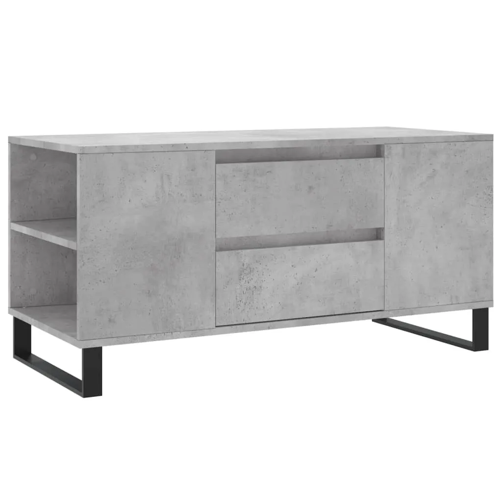 Tavolino in cemento grigio 102x44,5x50 cm materiale a base di legno