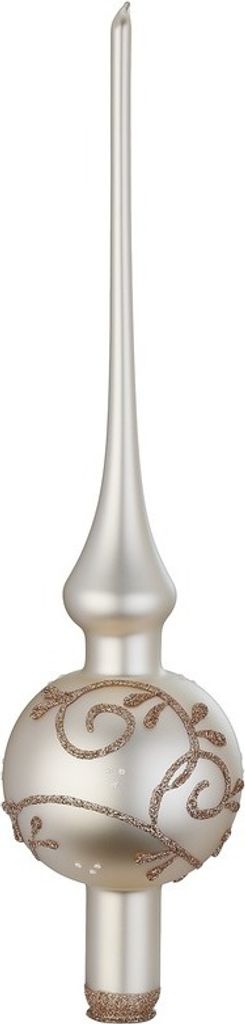 Christbaumspitze Glas mit Ranken Motiv 30cm Champagne matt
