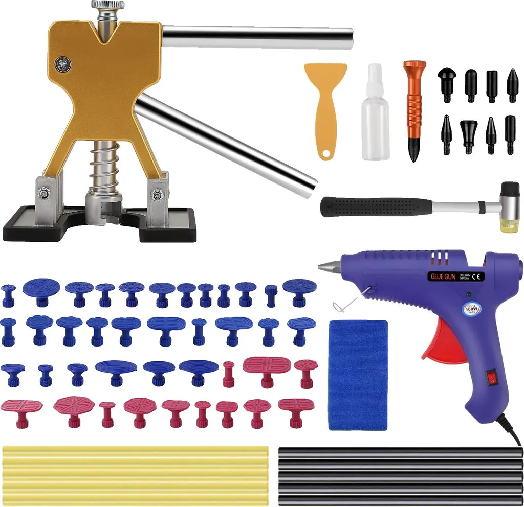 Enlever une bosse de carrosserie kit complet outils réglables bleus