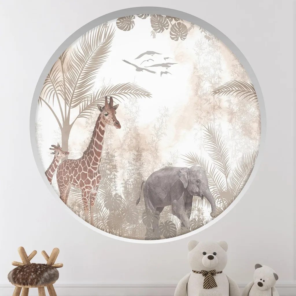 Décoration Murale Enfant Arche Jungle Lumaléa - Sticker Géant 130cm