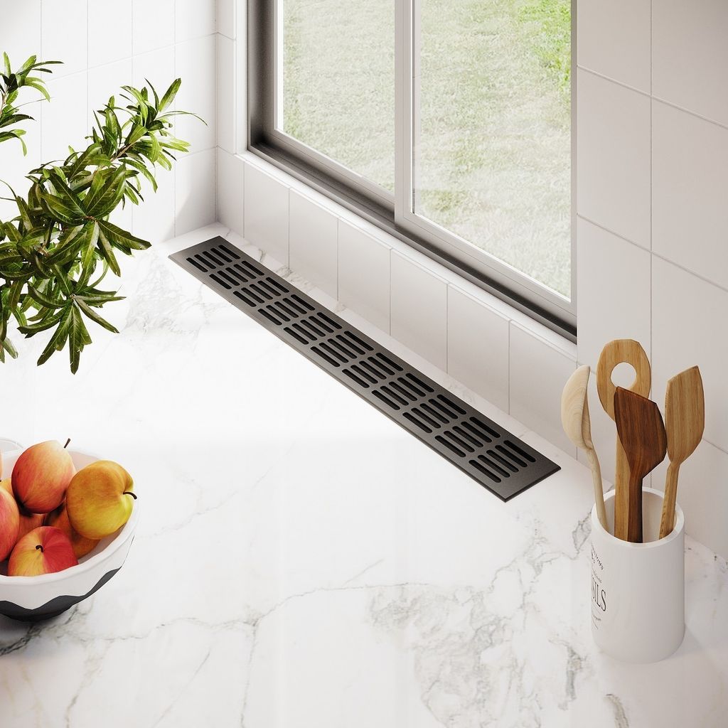 Stegblech Anthrazit RAL7016 Heizungsabdeckung 80mm Aluminium Lüftungsgitter Türgitter 500mm