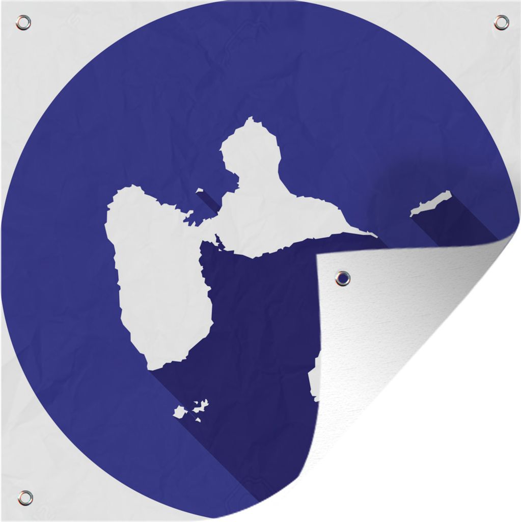 MuchoWow 50x50 cm Outdoor-Poster Gartendeko Sichtschutz Garten Poster für den Garten Die Karte von Guadeloupe in einem lila Kreis Illustration