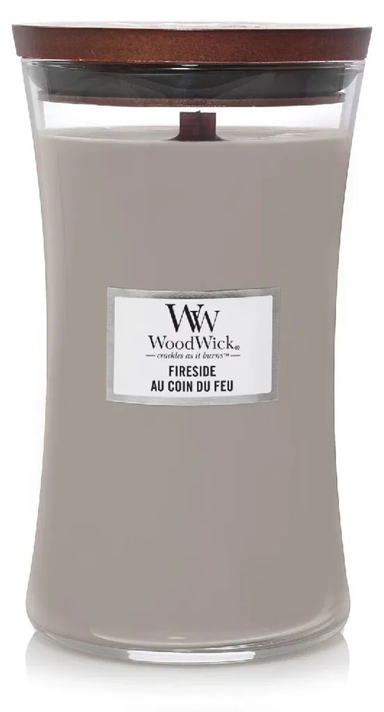 Bougie WoodWick Large Fireside : Senteur Feu de Cheminée pour Ambiance Cosy