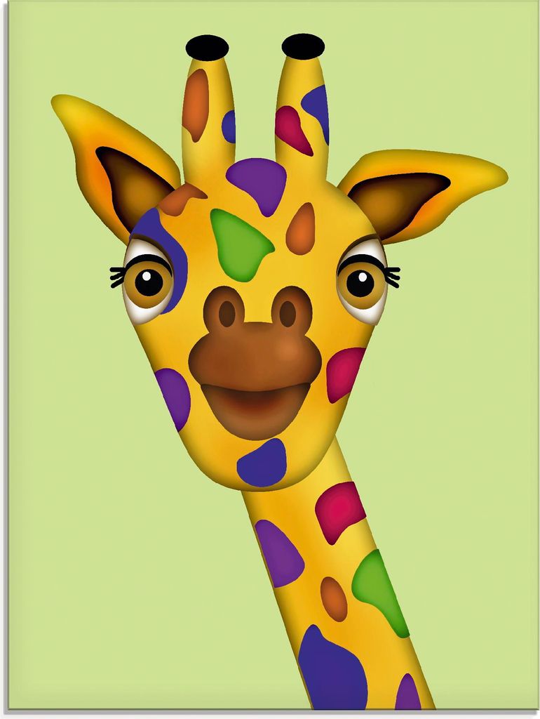 ARTland Glasbild Bunte Giraffe Größe: 60x80 cm