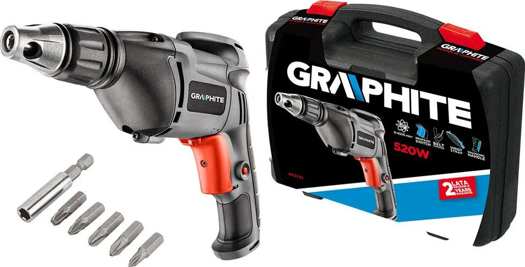 Visseuse de plaquiste filaire Graphite 520W avec mandrin hexagonal