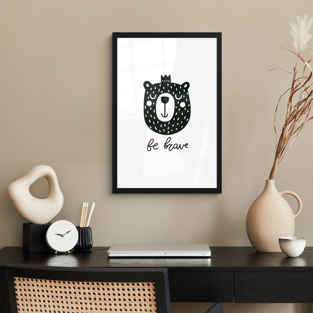 MuchoWow MuchoWow Gerahmtes Poster Bär - Zitate - Kinder - Jungen - Mädchen - Baby - Kinder 40x60 cm - Poster mit zchwarzem Bilderrahmen - Pa...