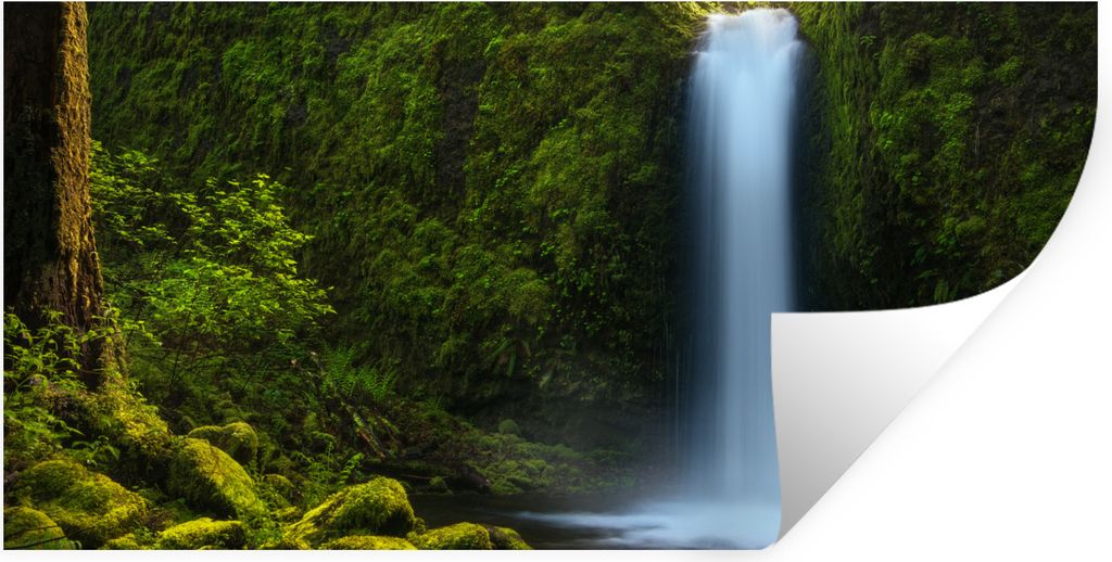 MuchoWow Wandtattoo Wandsticker Wandaufkleber Dschungel - Wasserfall - Natur 80x40 cm Selbstklebend und Repositionierbar - Aufkleber