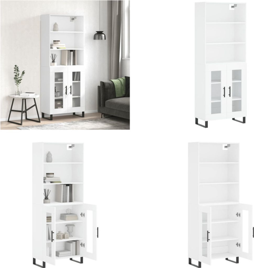 vidaXL Highboard Weiß 69,5x34x180 cm Holzwerkstoff - Highboard - Highboards - Sideboard - Schrank