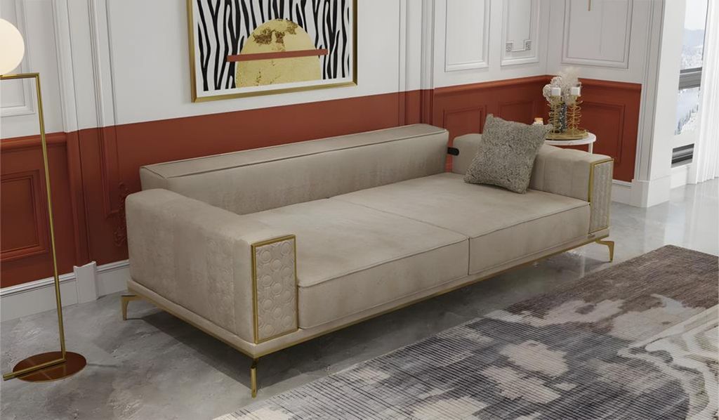 Komplette Stoffsofa Couch Zweisitzer Beige Sofas Polstersofa 2tlg Sofa