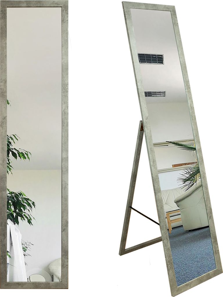 Stand-Ankleidespiegel 156x36 cm Standspiegel Garderobe Standspiegel Beton Zeitloser eleganter MDF Rahmen
