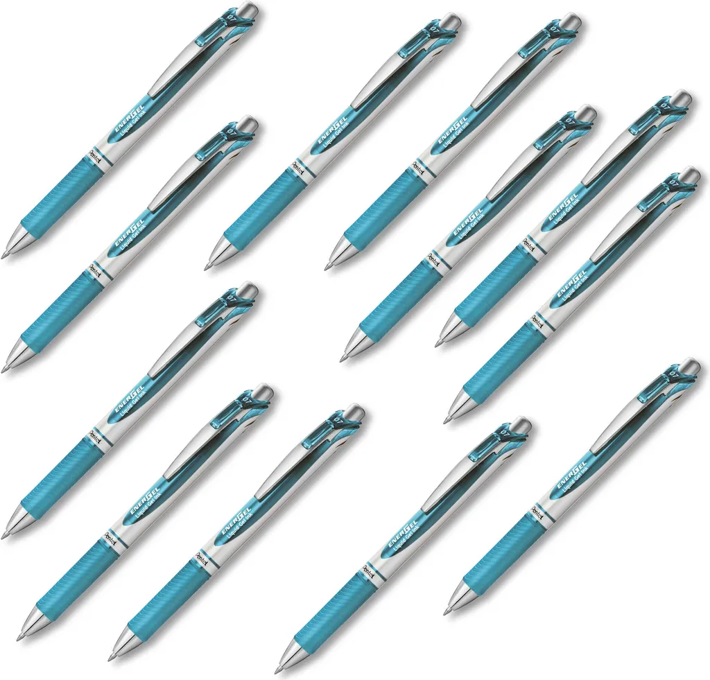 Set 12 Penne Pentel EnerGel BL77 Blu Chiaro 0.7mm - Anti-Sbavatura