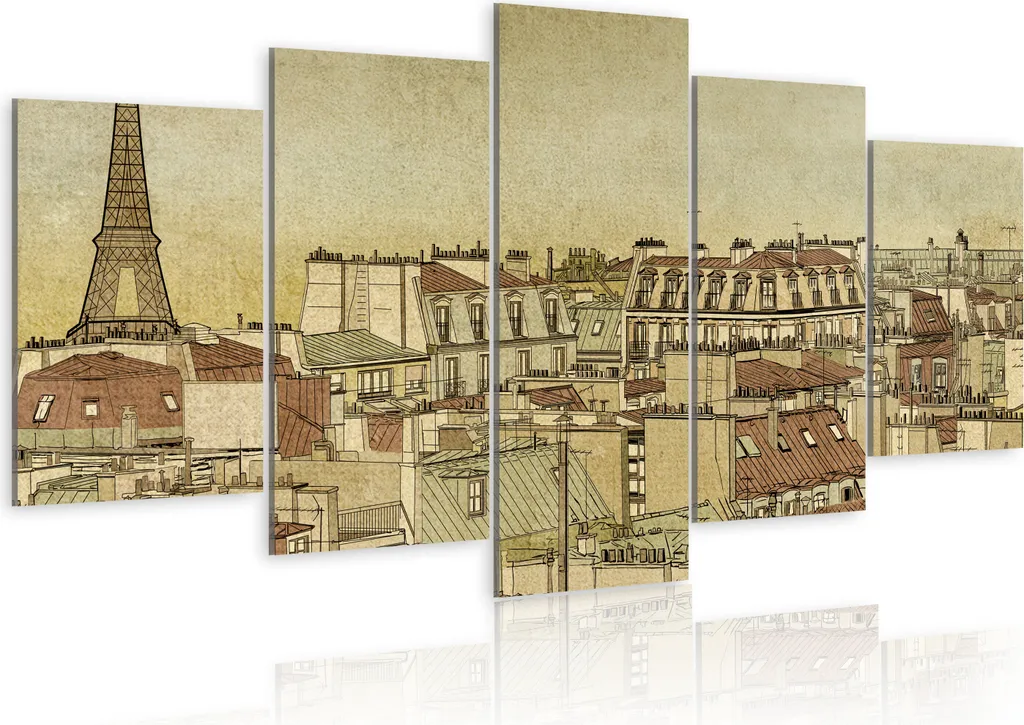 Tableau Mural pour Salon et Bureau - Design Paris sur Toile 100x50cm