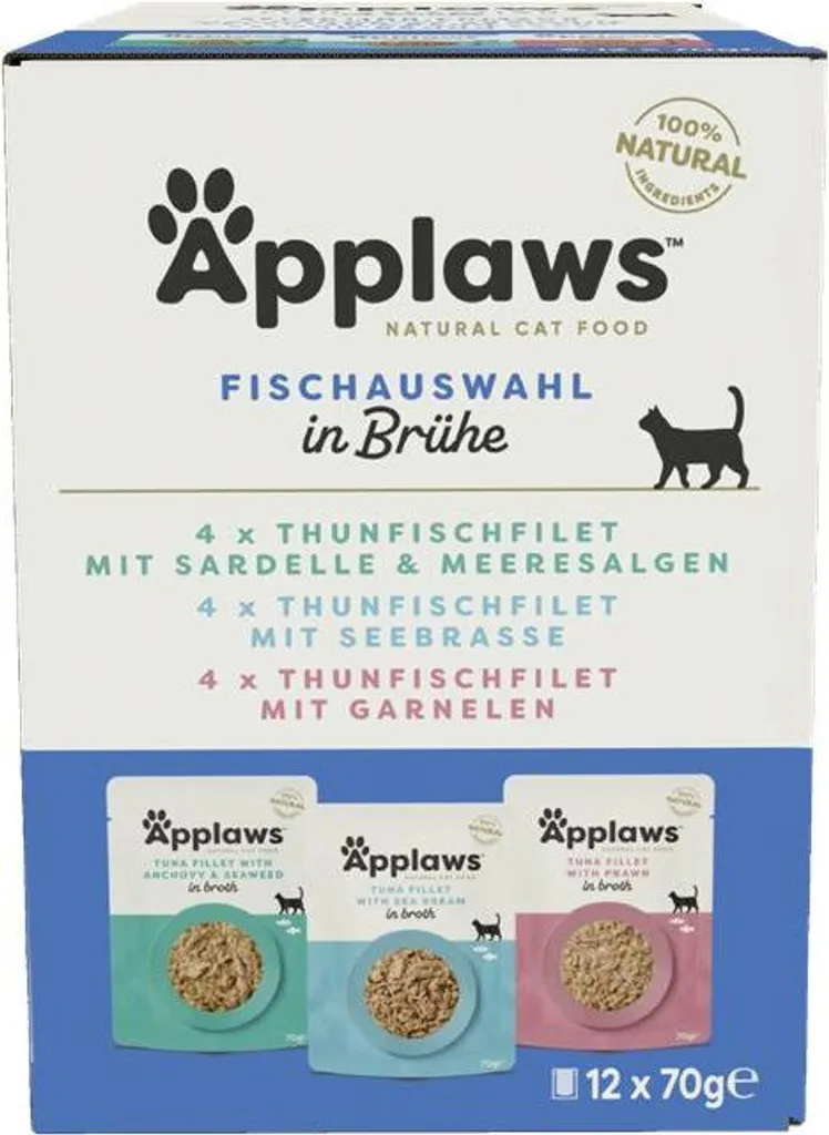 Alimentation Complète Chat Applaws Poisson - 48 Boîtes Idéal Chat Difficile