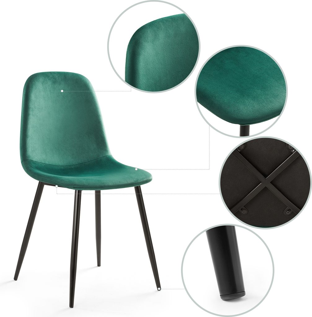 Mondeer 4er Set Esszimmerstühle Samt Polsterstuhl mit Produktbild 7