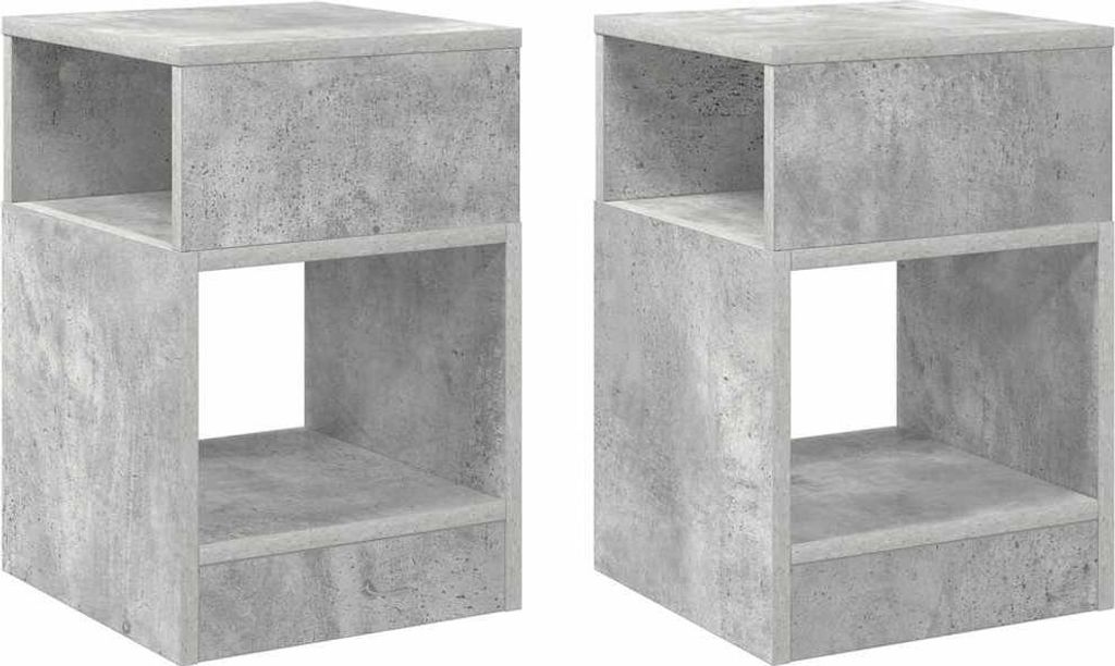 vidaXL Beistelltisch 2 pcs Beton Grau 30,5 x 30 x 45 cm Holzwerkstoff