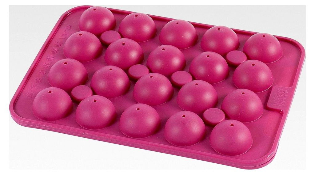CakePop-Bäcker, Silikonform für 20 CakePops mit Ø 3,5 cm, inklusive Lolli-Sticks und Rezepten