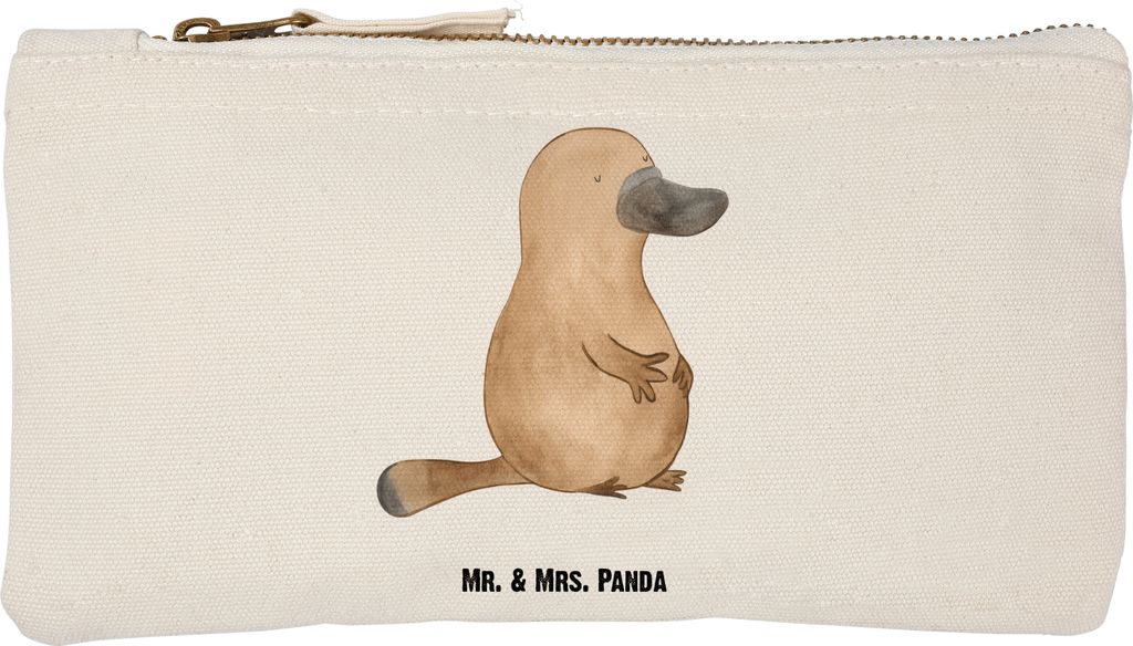 Mr. & Mrs. Panda kosmetiktäschchen Schnabeltier Mut Größe S Klein - Weiß - Geschenk, Raodtrip, Meer, Büro, Kulturbeutel, Etui, Kulturtasche, M...