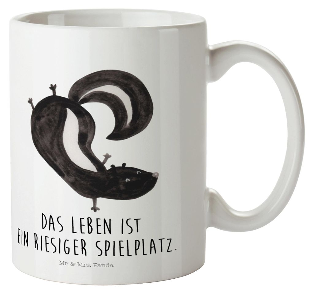Mr. & Mrs. Panda Plastikbecher Stinktier Handstand - Weiß - Geschenk, Haferl, Pott, Raubtier, Mehrwegbecher, Skunk, Trinklernbecher, Wildtier, Kin...