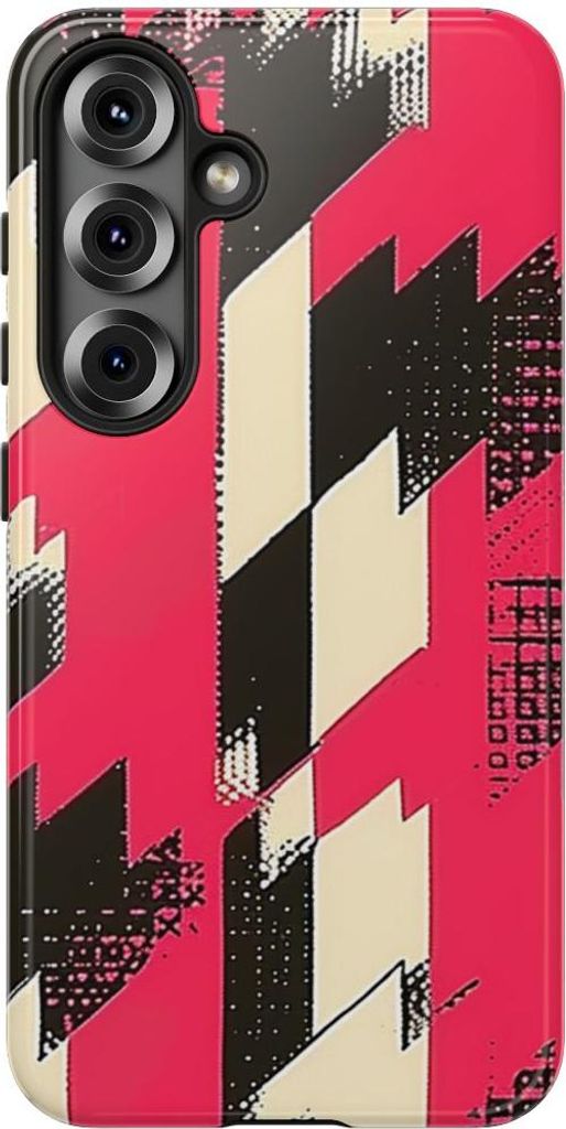 Auffälliges Hahnentritt-Muster in Pink und Schwarz – Hülle Kompatibel mit Samsung Galaxy S25