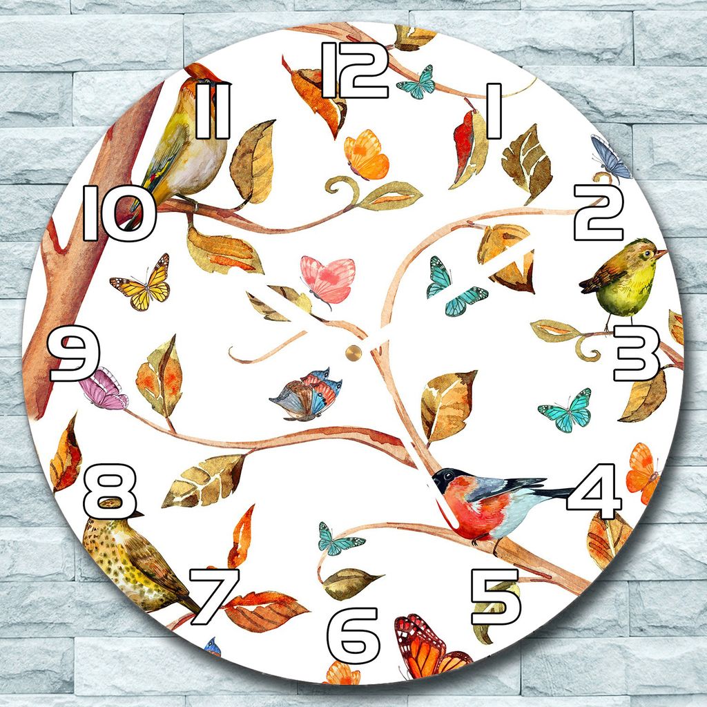 Wanduhr aus Glas Rund fi 30 Aquarell-Ballons Quarz Deko Wohnzimmer Büro