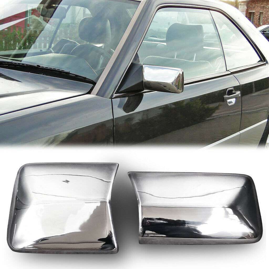 Edelstahl Spiegelkappen Set für MERCEDES E-KLASSE A124 C124 S124 W124 | 190 W201