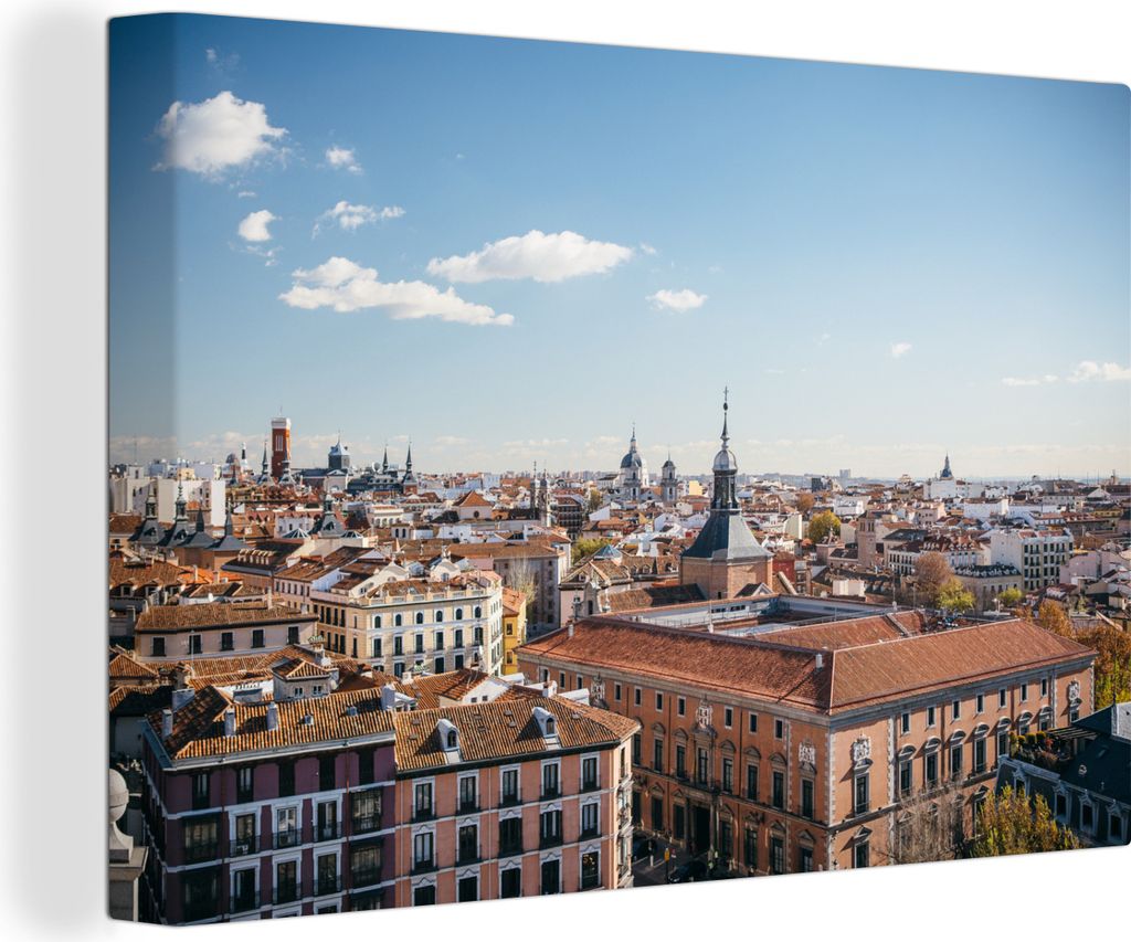 OneMillionCanvasses - Leinwandbilder - 140x90 cm, Madrid - Zentrum - Wolken, Wandbilder Kunstdruck Wanddekoration - Foto auf Leinwand - Gemälde ...