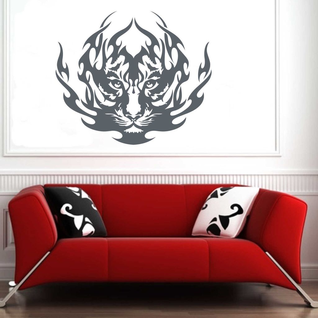 Wandtattoo - Wandaufkleber - Wandtattoo "Tiger Tribal" - 50cm x 43cm anthrazit - Dekoration Küche Wohnzimmer Wand
