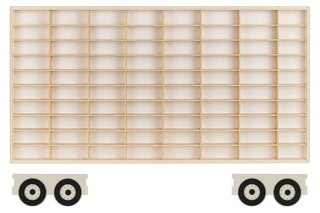 ArtTwist Trailer für Modellauto Vitrine | Hot Wheels Aufbewahrung zu 80 Fächen | Sammlervitrine Hängend 78,5cm x 40cm x 4cm | Setzkasten Holz f...