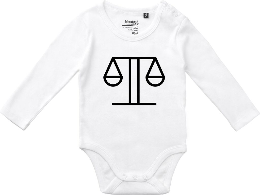 Huuraa Baby Body Waage Sternzeichen Symbol 62 White Baumwolle Fairtrade Langarmbody Geschenkidee