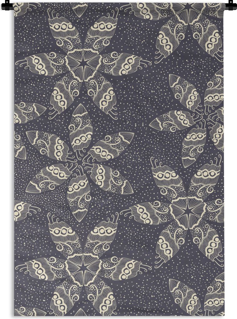 MuchoWow Wandteppich Wandbehang Blumen - Stern - Schnee - Winter 60x90 cm Tapisserie Dekoration Wandtuch - Foto-Teppich - Abwaschbar