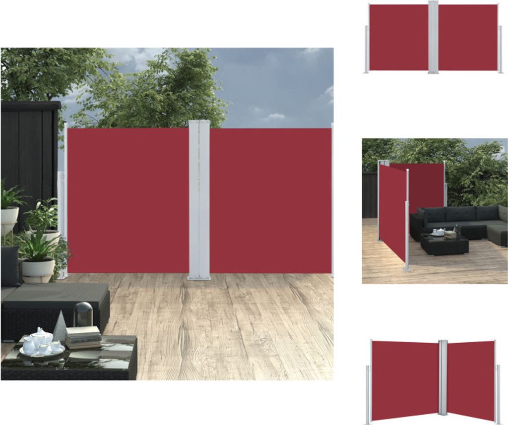 vidaXL Ausziehbare Seitenmarkise Rot 160 x 600 cm -  Produktbild 