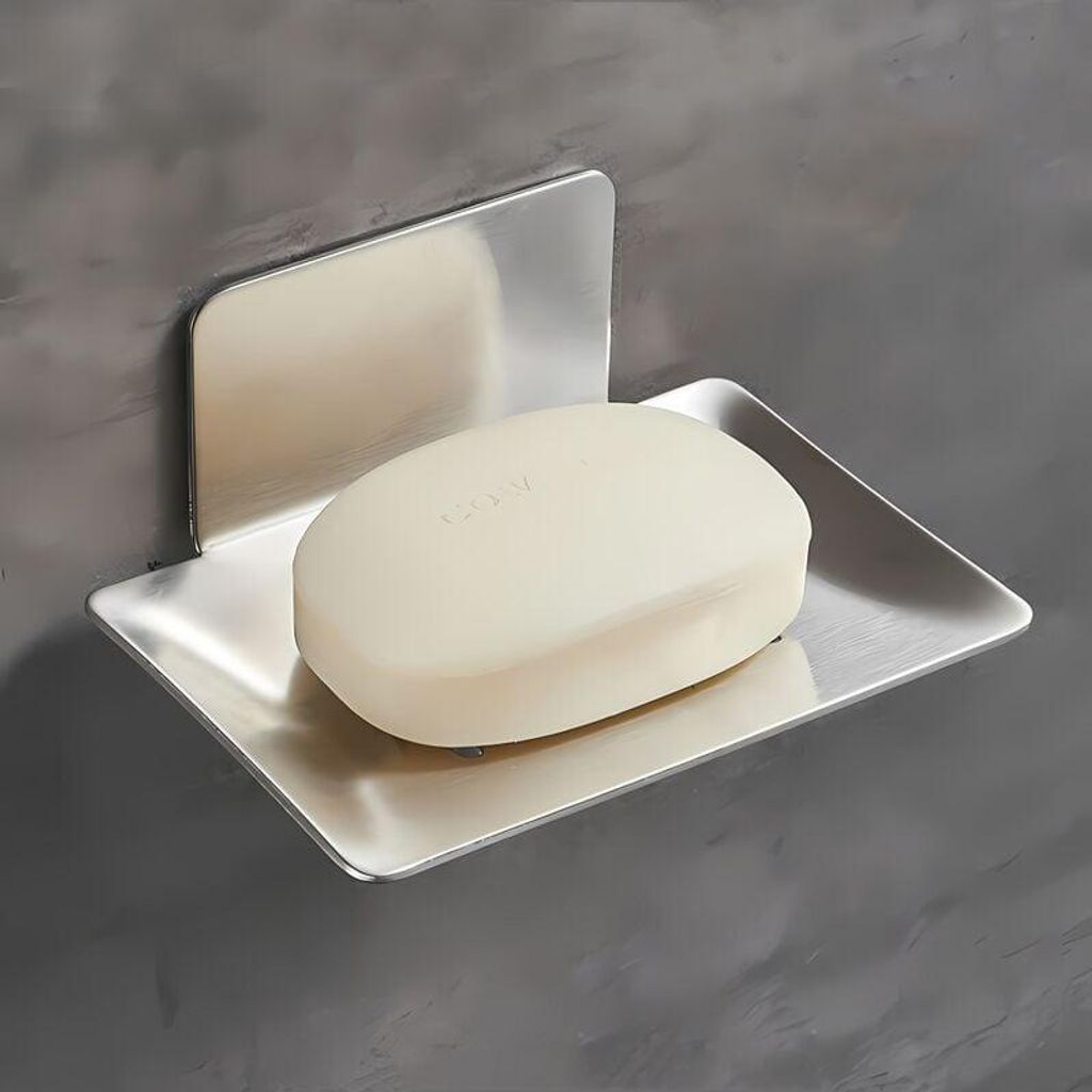 Silberne Seifenschale zur Wandmontage, selbstklebender Seifenhalter aus Edelstahl für Küche und Badezimmer