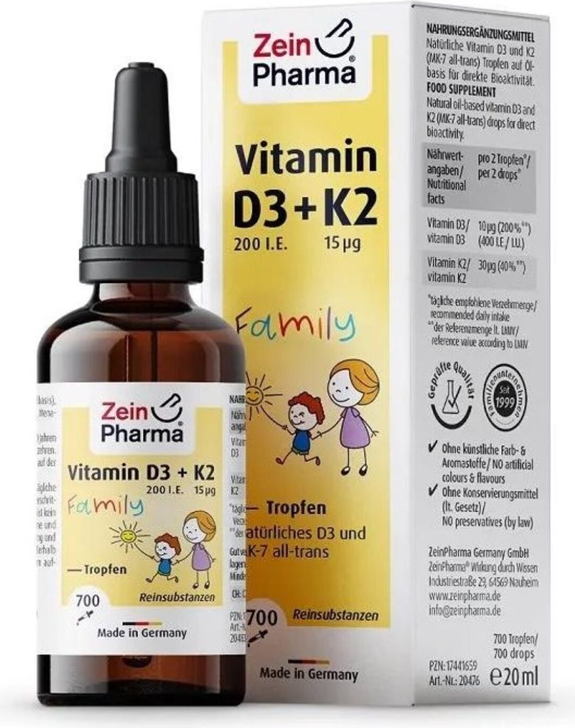 Vitamin D3+K2 Mk-7 all trans Family Tropf.z.Einn. 20 ml