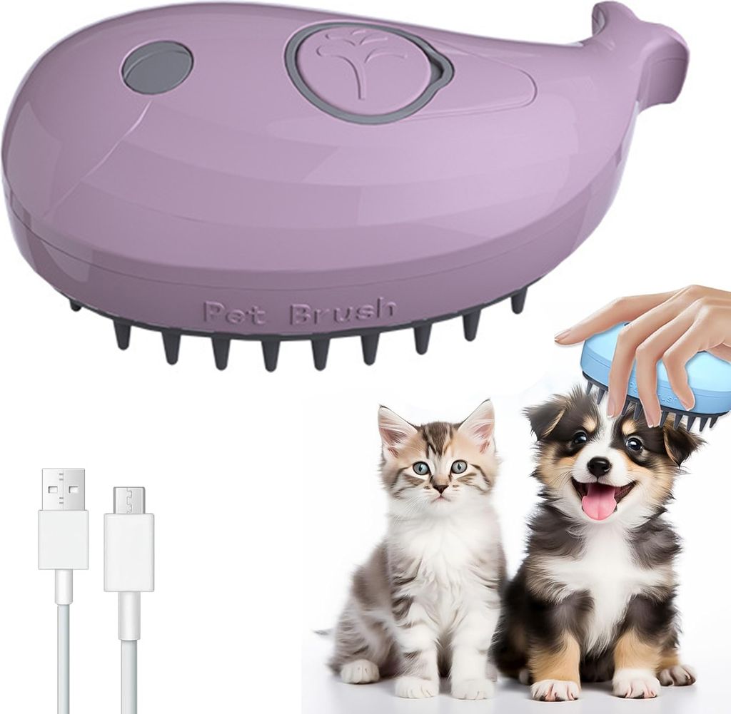 GXGM Dampfbürste Für Katzen & Hunde - Wiederaufladbare Haarbürste Mit Sprühfunktion