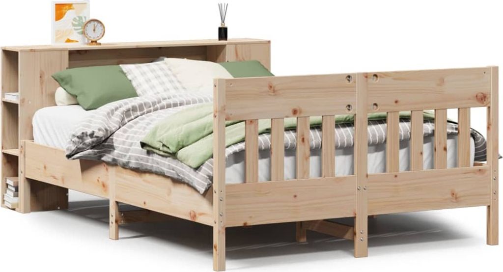 Massivholzbett mit Regal ohne Matratze 140x190 cm Kiefer