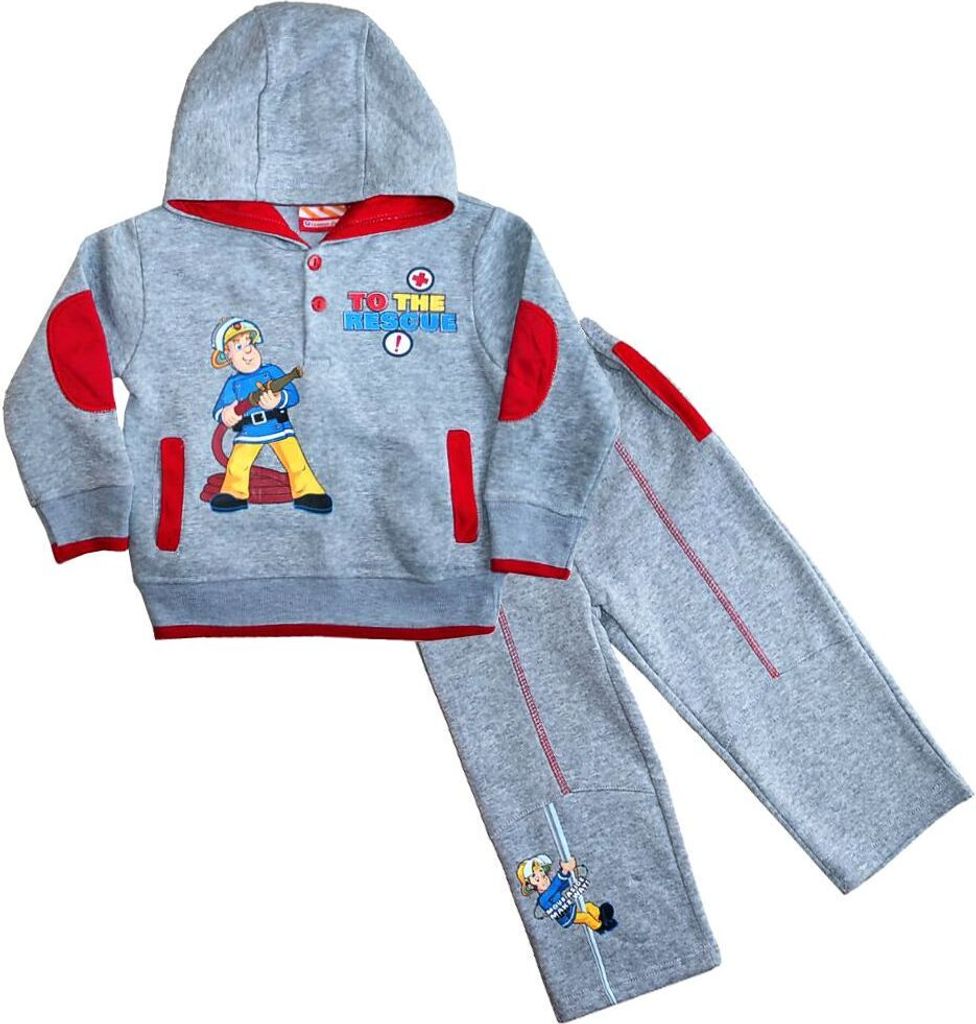 Baby Jogginganzug | Feuerwehrmann Sam | Größe 62 - 86 | Jungen Jogger, Farbe:Grau, Größe:74