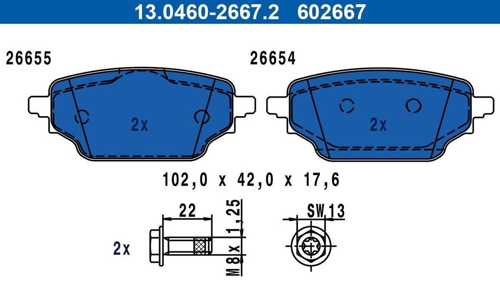 ATE Bremsbeläge Satz Hinten für RENAULT Kangoo III MPV 13.0460-2667.2
