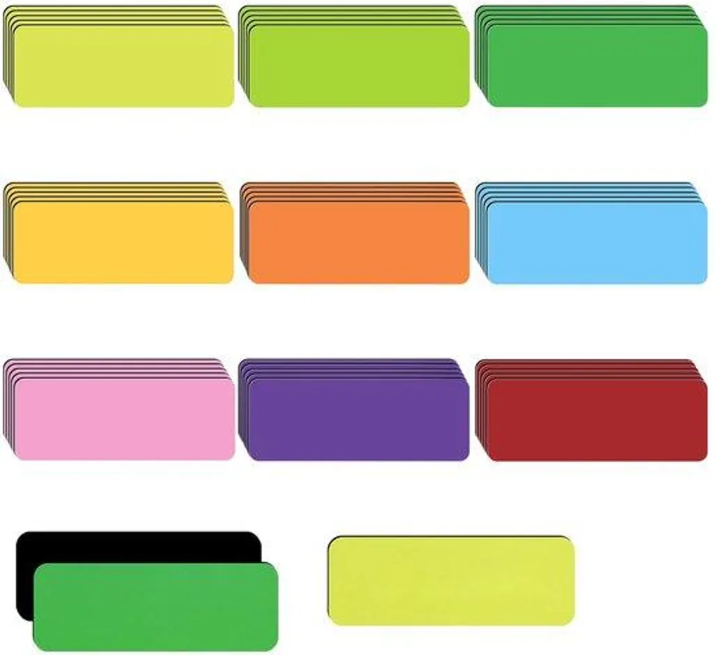 Bandes magnétiques autocollantes 30x80 mm - Lot de 45 étiquettes 9 coloris