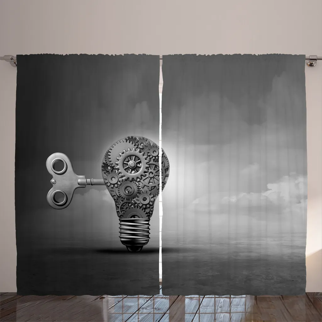 Rideau Grande Largeur 280x225 cm pour Déco Originale - Gris Pâle et Blanc