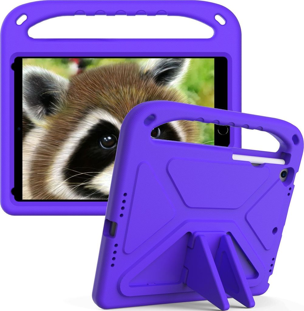 Mobigear AeroArmor iPad 7 (2019) Tablet Hülle für Kinder mit Tragegriff + Stifthalter - Lila