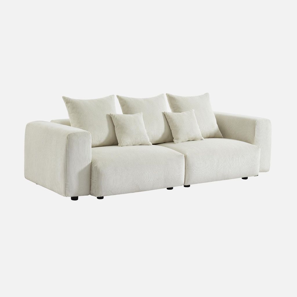 sweeek - 3-Sitzer-Sofa mit Breitcord-Bezug - Creme