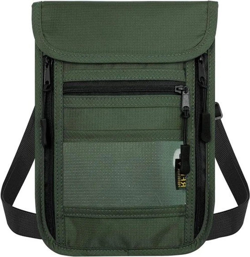 Organisateur de voyage sécurisé double zip et anti-RFID en Vert Olive