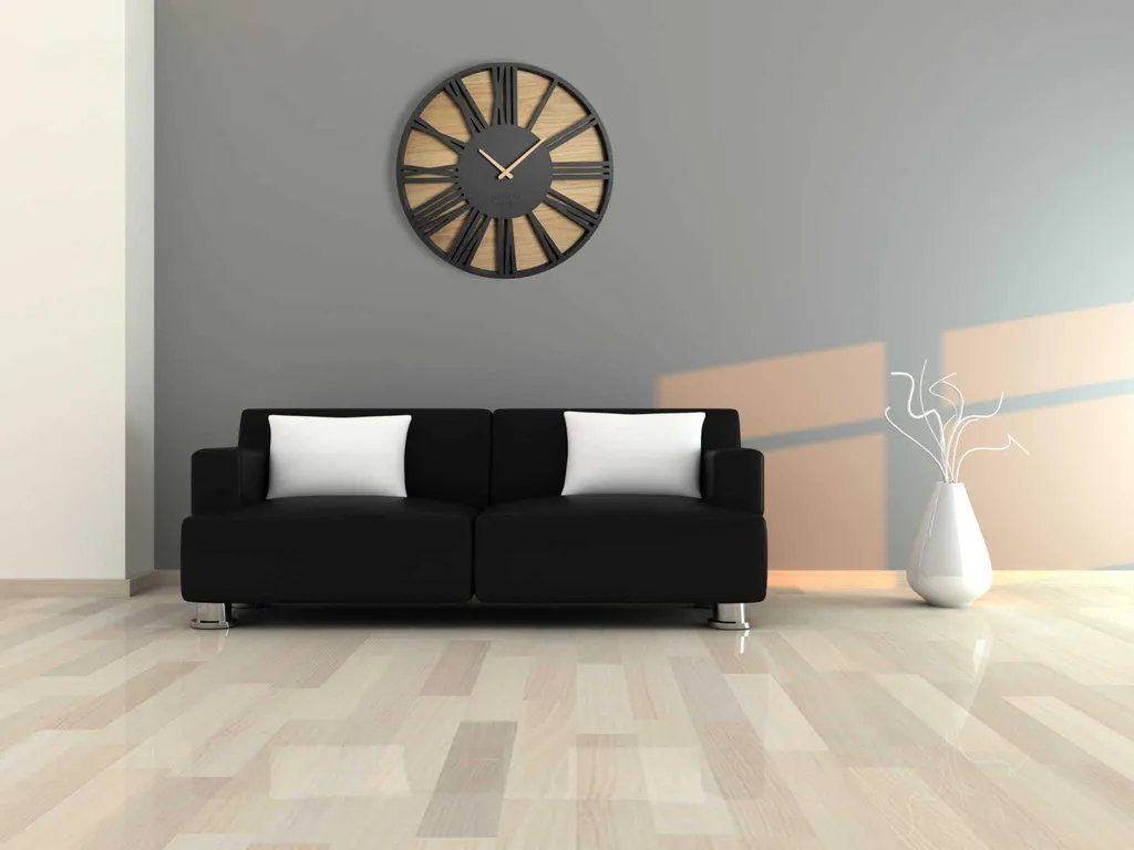 Horloge Murale Silencieuse sans Tic-tac LOFT Noire 50cm Grande Taille