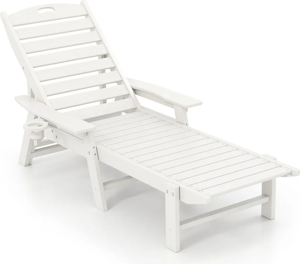 Bain de soleil blanc en plastique HDPE résistant avec porte-boisson