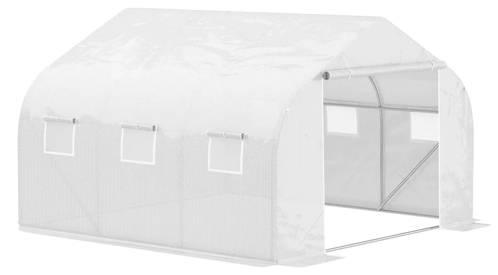 Serre tunnel de jardin blanche maraîchère avec 6 fenêtres d'aération