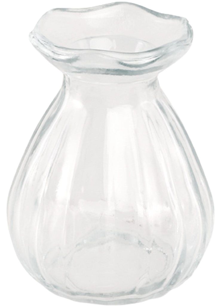 Mini Glasvase Corolle 7 x 9 cm transparent, kleine Blumenvase aus Glas für schlichte Tisch-Deko.