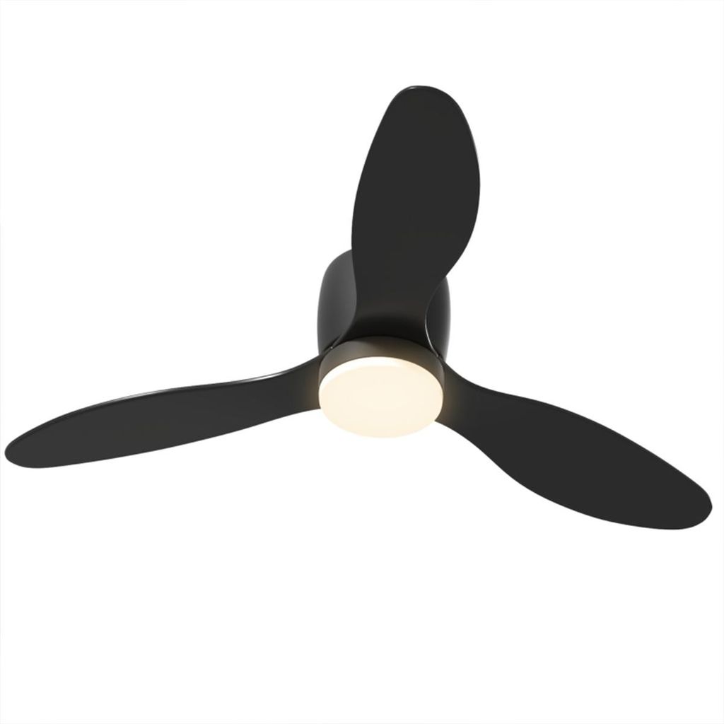 Deckenventilator mit Beleuchtung und Fernbedienung 6 Geschwindigkeiten 3 Lichtfarben für Schlafzimmer Schwarz